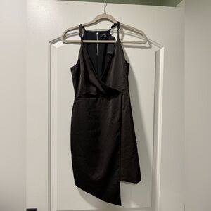 Lulu's Black Asymmetric Wrap Mini Dress